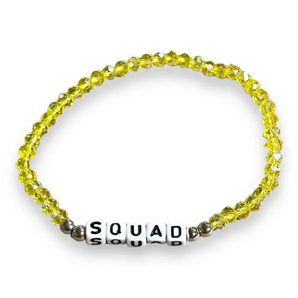SQUAD Stretch Beaded Friendship Bracelets Set of 4 Orange Yellow Green Blue
